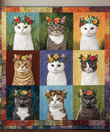 Floral Whiskers Quilted Blanket