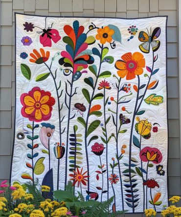 Flower Garden Quilted Blanket