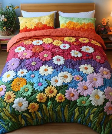 Flower Bliss 3-Piece Quilted Bedding Set