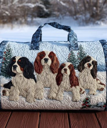 Fluffy Spaniel Quilted Duffle Bag