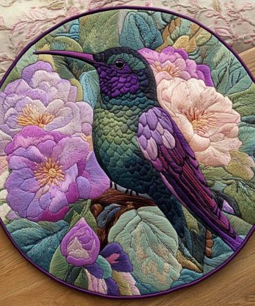 Fluttering Hummer Haven Quilted Round Mat