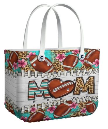 Stylish Football Mom Tote Bag - Perfect Gift With Floral & Leopard Design
