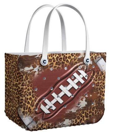 Chic Leopard Print Football Tote Bag – Stylish, Durable, Perfect For Game Day & Everyday Use