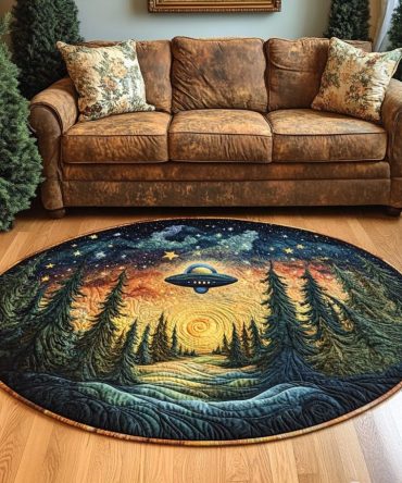 Forest Cryptic Charm Quilted Round Mat