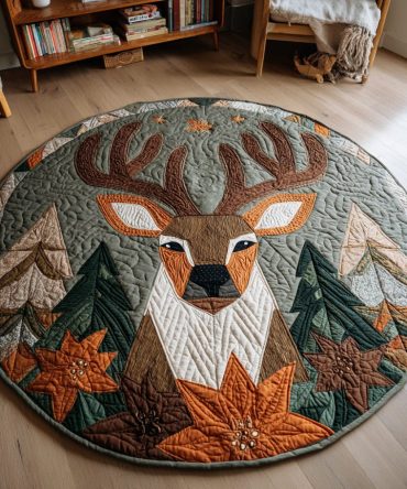 Forest Deer Quilted Round Mat