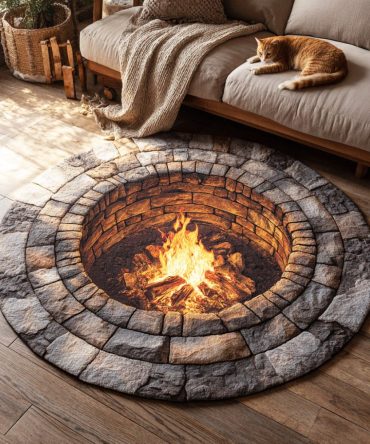 Forest Ember Glow Quilted Round Mat