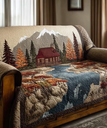 Forest Rustic Charm Quilted Sofa Cover