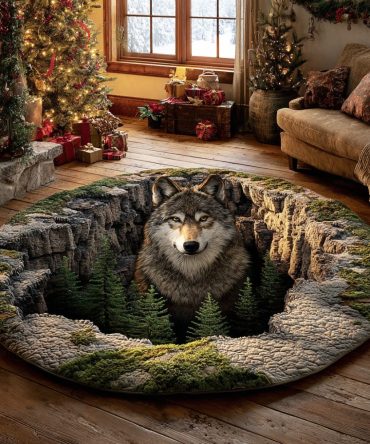 Forest Wolf Quilted Round Mat