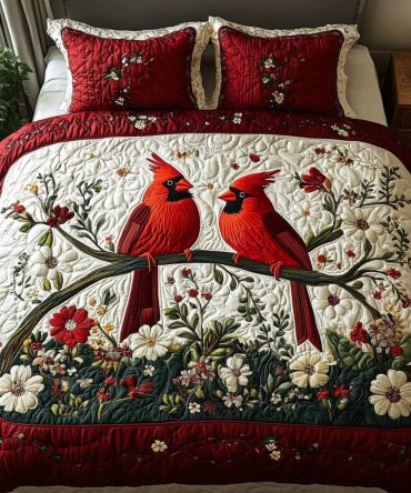 Forever Cardinal 3-Piece Quilted Bedding Set