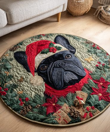 French Bulldog Fauna Quilted Round Mat