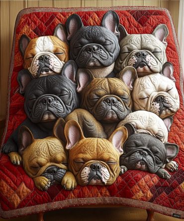 Frenchie Fiesta Quilted Blanket