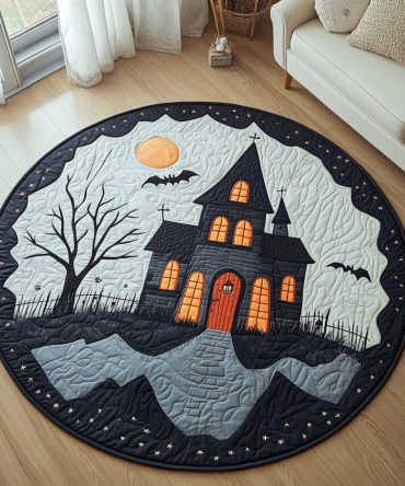 Frightful Halloween Quilted Round Mat