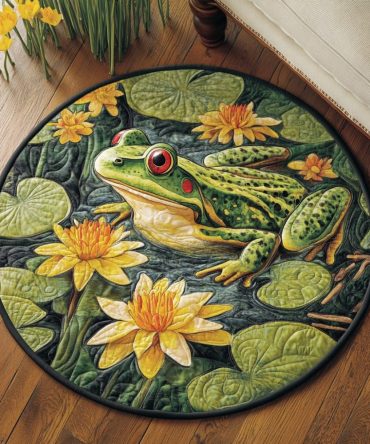 Frog Haven Quilted Round Mat