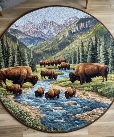 Frontier Herd Quilted Round Mat