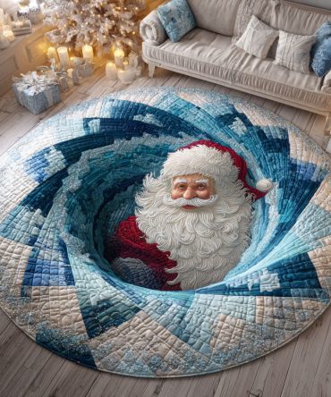 Frosted Santa Quilted Round Mat