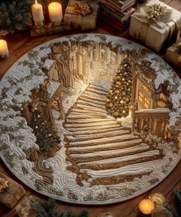 Frostfall Stairway Quilted Round Mat