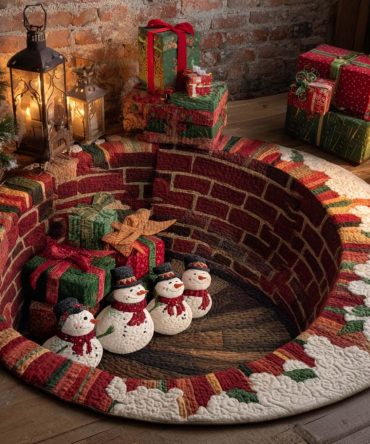 Frosty Carousel Quilted Round Mat