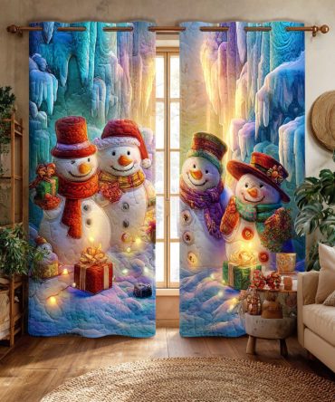 Frosty Day Snowman Quilted Curtains