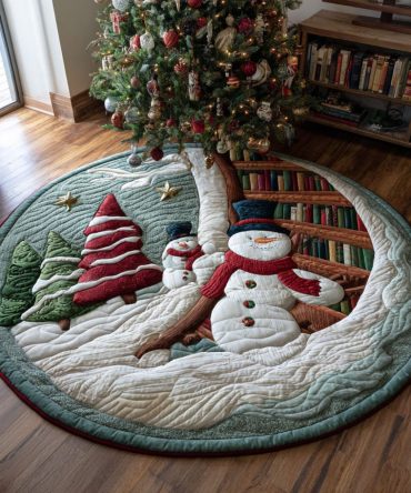 Frosty Hideaway Quilted Round Mat