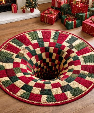 Frosty Night Quilted Round Mat