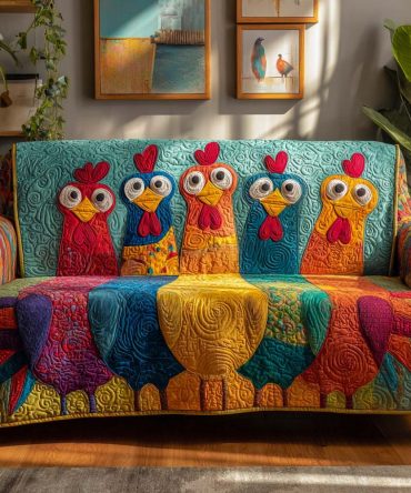 Funky Feather Squad Quilted Sofa Cover