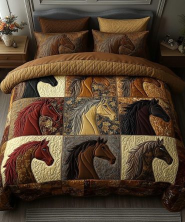 Galloping Grace 3-Piece Quilted Bedding Set