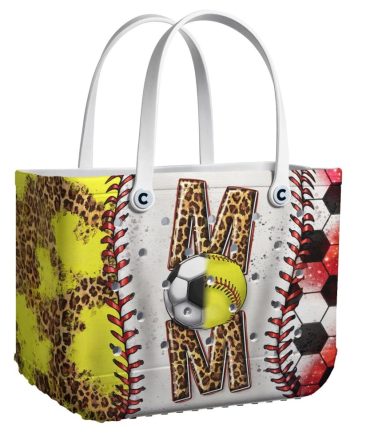 Leopard Print Sports Mom Tote Bag – Soccer & Softball Design, Stylish & Spacious