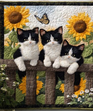 Garden Cat Quilted Blanket