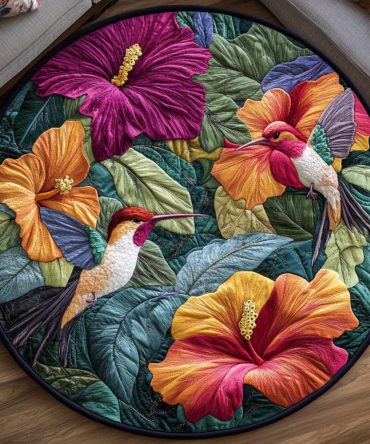 Garden Hummer Song Quilted Round Mat