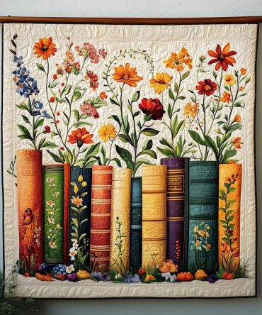 Garden Of Books Quilted Blanket