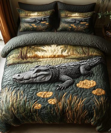 Gator Swamp 3-Piece Quilted Bedding Set