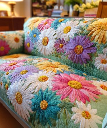 Gentle Bloom Field Quilted Sofa Cover