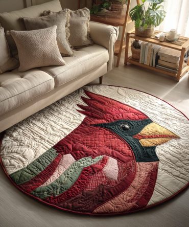 Geometric Cardinal Quilted Round Mat