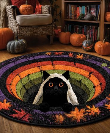 Ghost Paws Quilted Round Mat