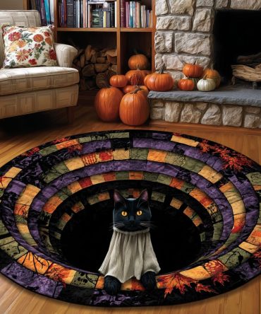 Ghostly Paws Quilted Round Mat