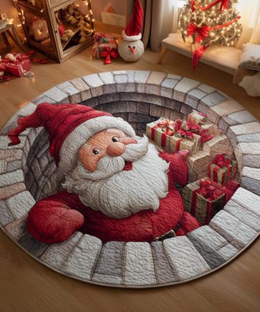 Gift Santa Claus Illusion Quilted Round Mat