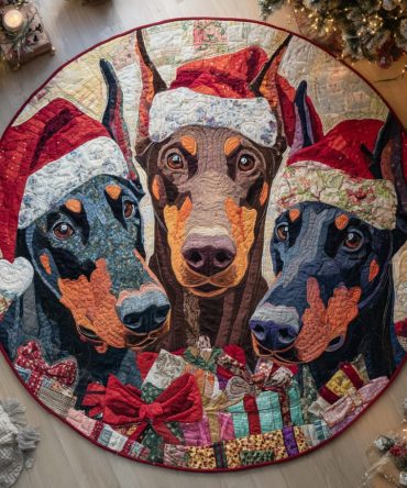 Gift Doberman Trio Quilted Round Mat