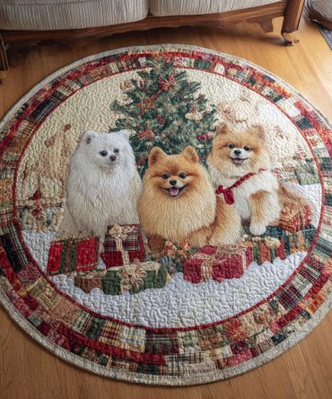 Ginger Pom Smile Quilted Round Mat
