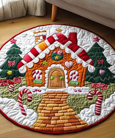 Gingerbread Haven Quilted Round Mat