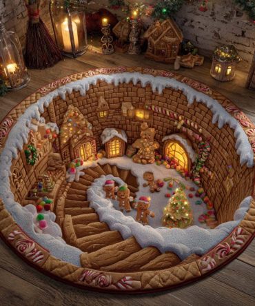 Gingerbread Tunnel Delight Quilted Round Mat