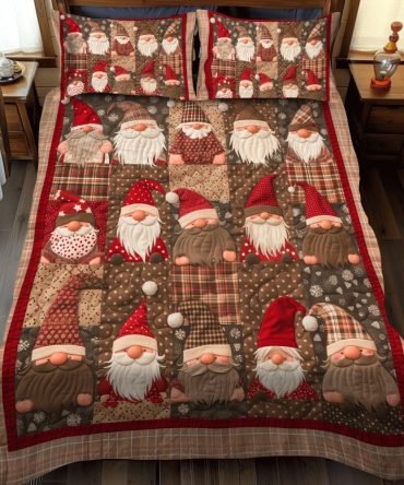 Gnome Cottage 3-Piece Quilted Bedding Set