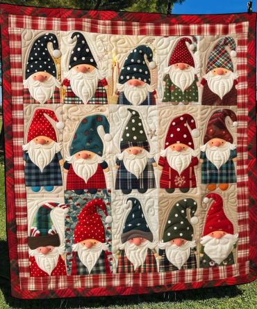 Gnome Huddle Quilted Blanket