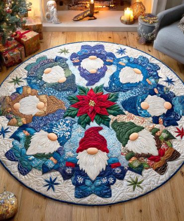 Gnome Cheer Quilted Round Mat