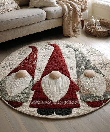 Gnome Friends Quilted Round Mat