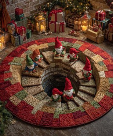 Gnome Spiral Quilted Round Mat