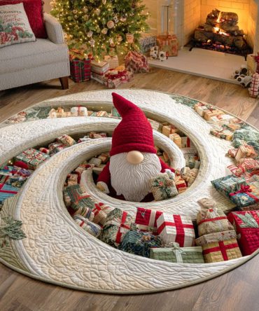 Gnome Surprise Quilted Round Mat