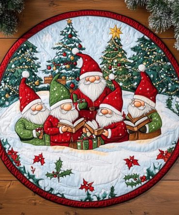 Gnome Sweet Gnome Quilted Round Mat