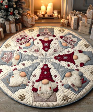 Gnome Village Quilted Round Mat