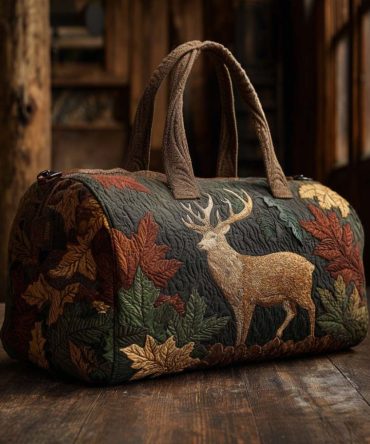 Golden Antlers Quilted Duffle Bag