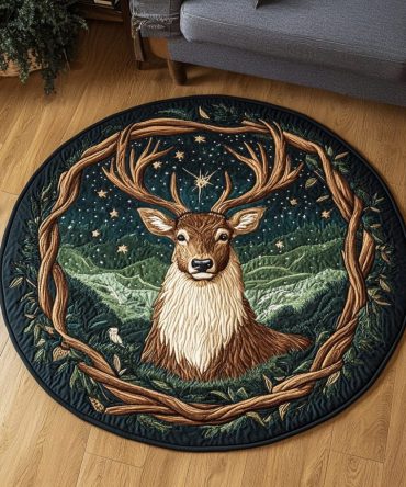 Golden Antlers Quilted Round Mat